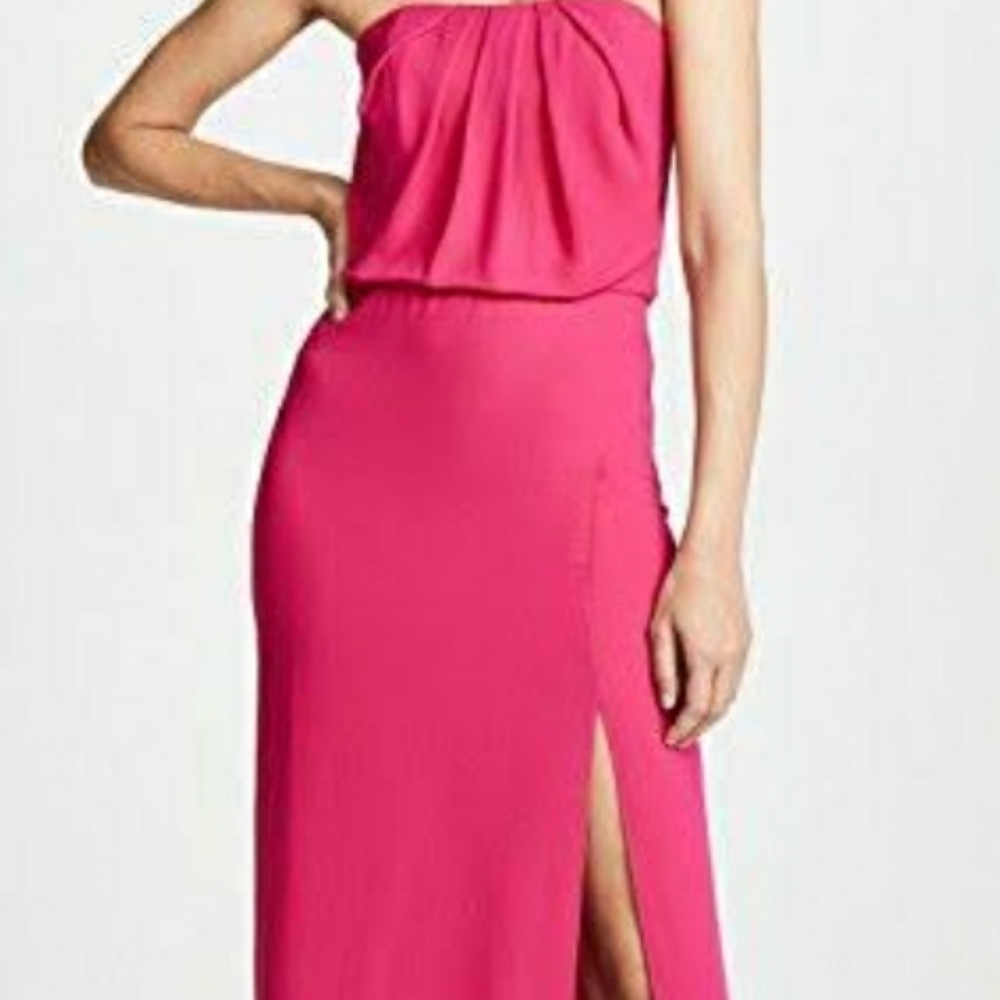 Halston Heritage Strapless Drape Back Flowy Gown - Picture 13 of 15